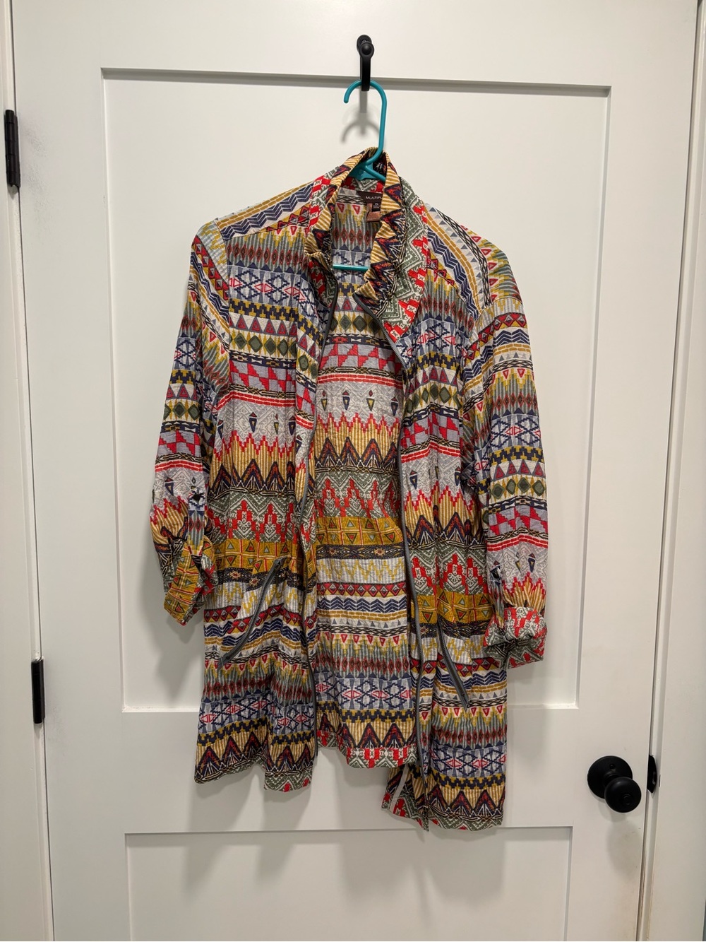 Multicolor Patterned Zip-Front Women's Jacket - Picture 7 of 7
